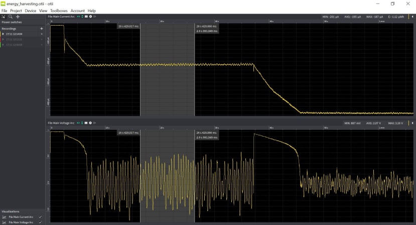 The low-light condition results in 1.12uWh for 10s, or 0.40mW