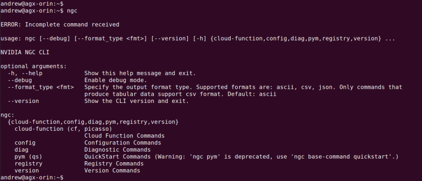 NGC CLI Code