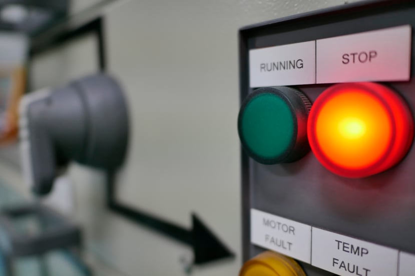 Panel showing an illuminated stop indicator