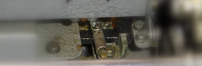 Close-up of the electromagnet’s armature and bias springs