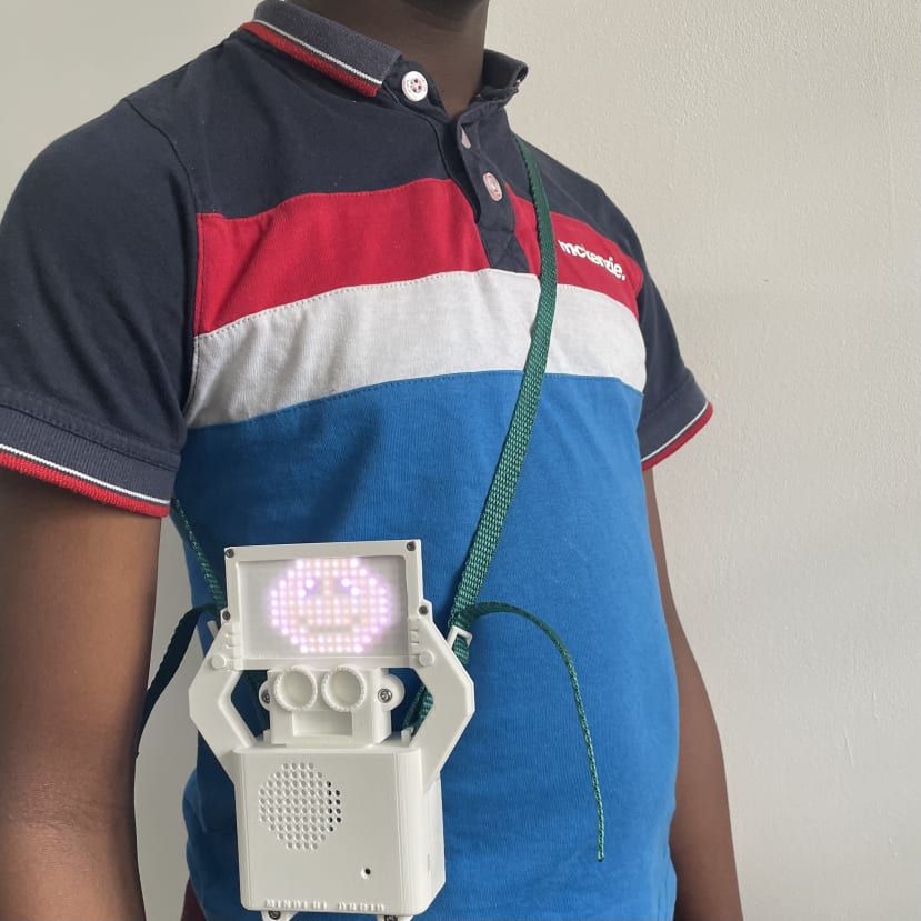 Mindful Droid being carried across shoulder