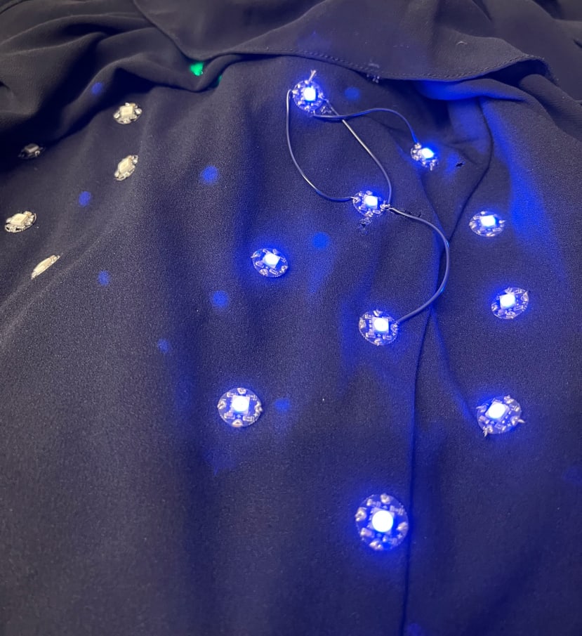 neopixels on the dress illuminated