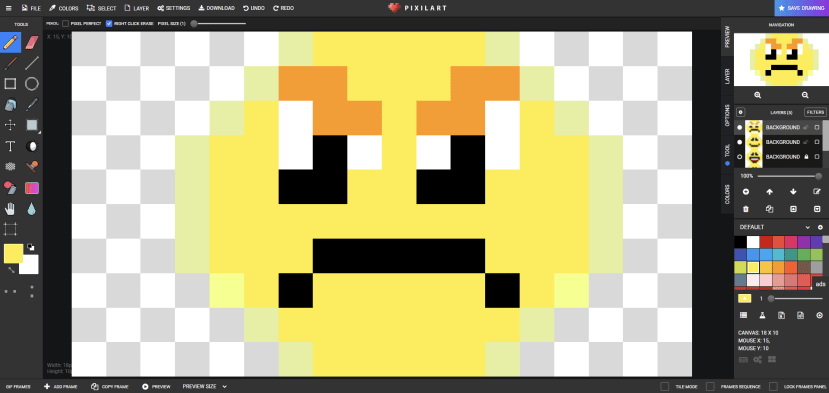 angry face pixel design