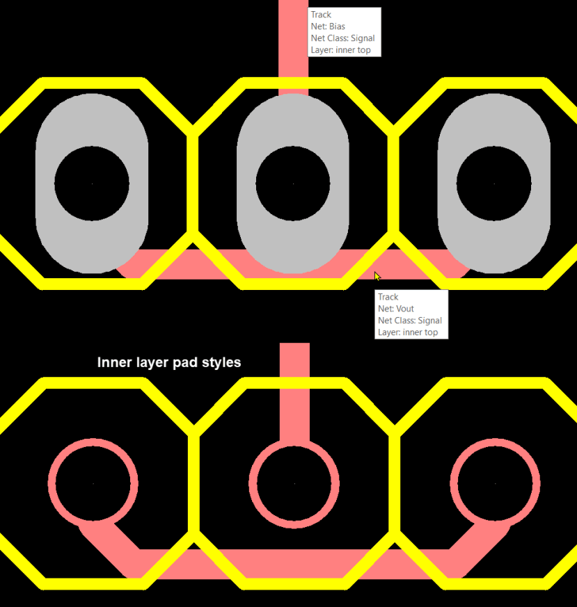 oval pads allow tracks to be routed much closer