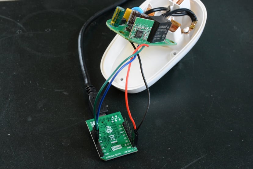 UART was cabled to Sonoff S26R2 smart plug