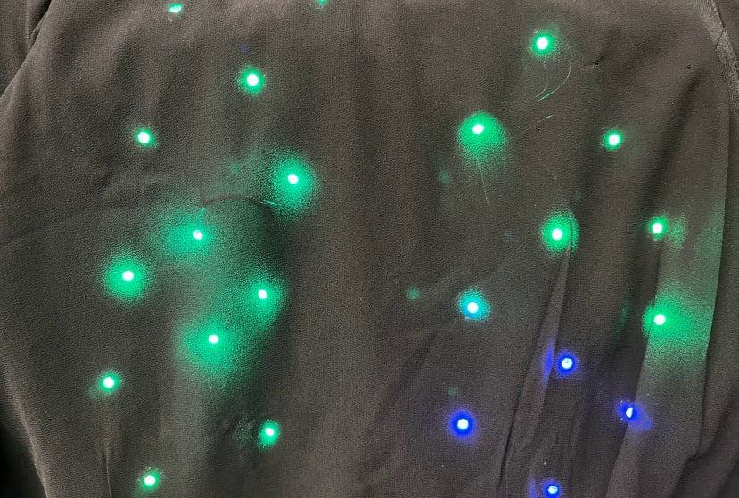 Fabric overlaying the neopixels