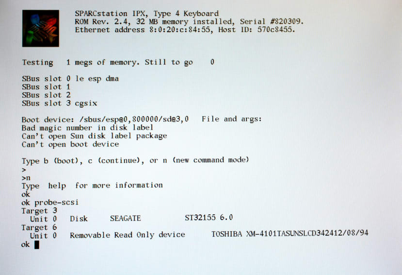 executing probe-scsi at the OpenBoot prompt