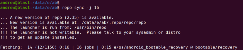 repo sync - installing new update