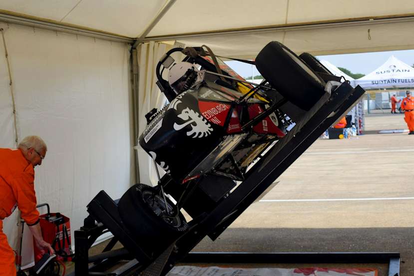 Car being tested on rig