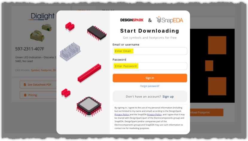 Log in with your SnapEDA account to finish the download