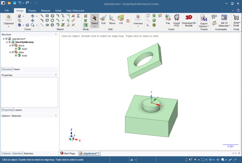 Display showing two components to be aligned