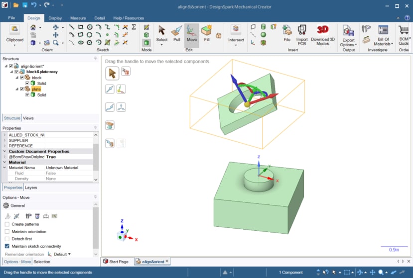 Select the plate and click move