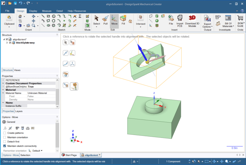 DesignSpark Mechanical - Mirror symmetry with construction line