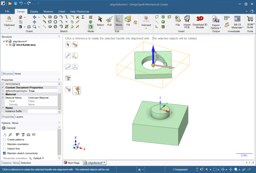 Click top face of the block