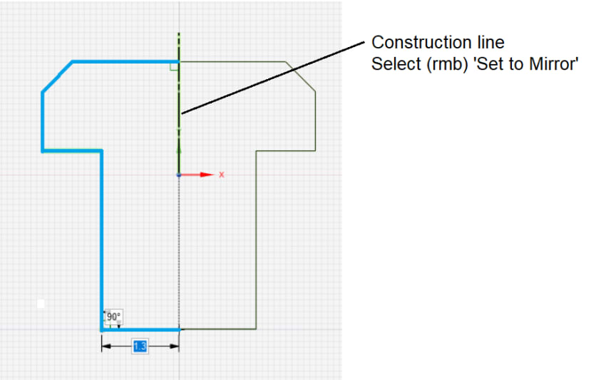 DesignSpark Mechanical - Mirror symmetry with construction line