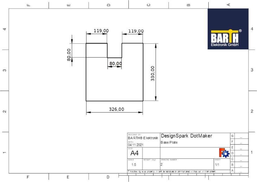 Base plate dimensions