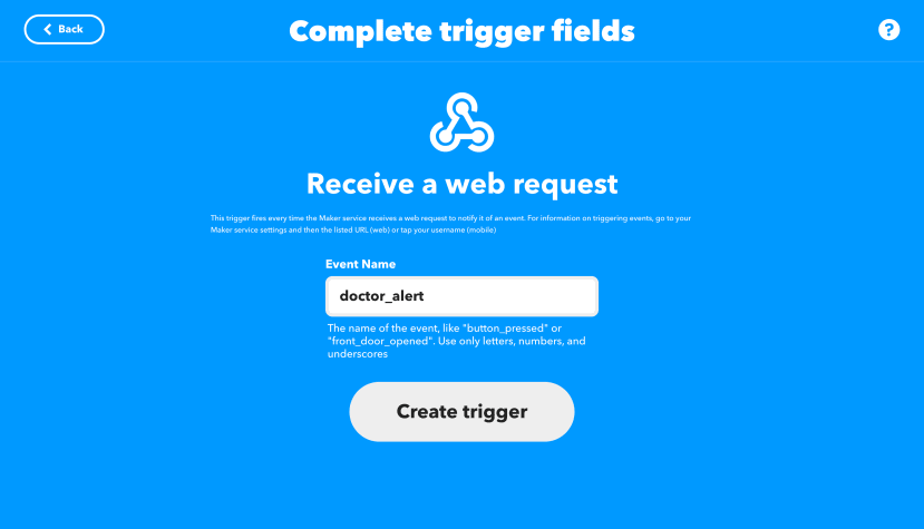 IFTTT applet - configure trigger event