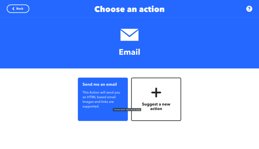 IFTTT applet - Choose an action