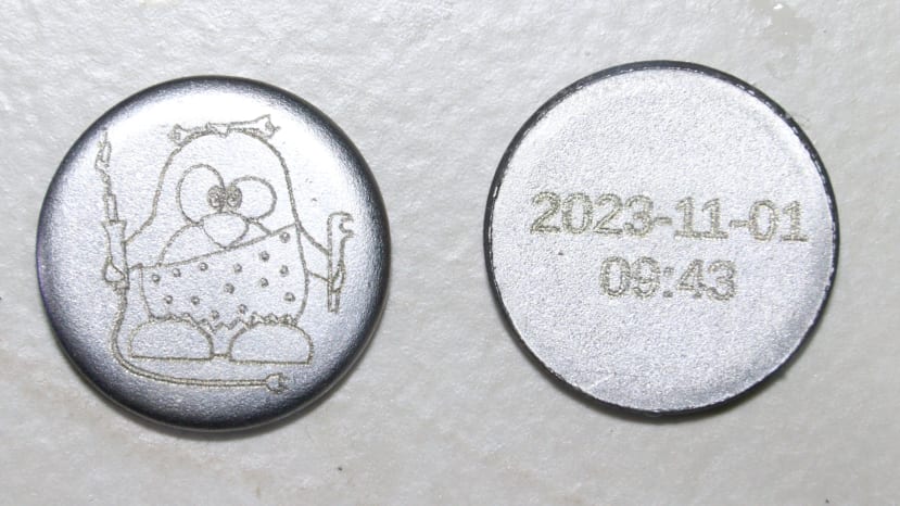 Engraved graphic and timestamp