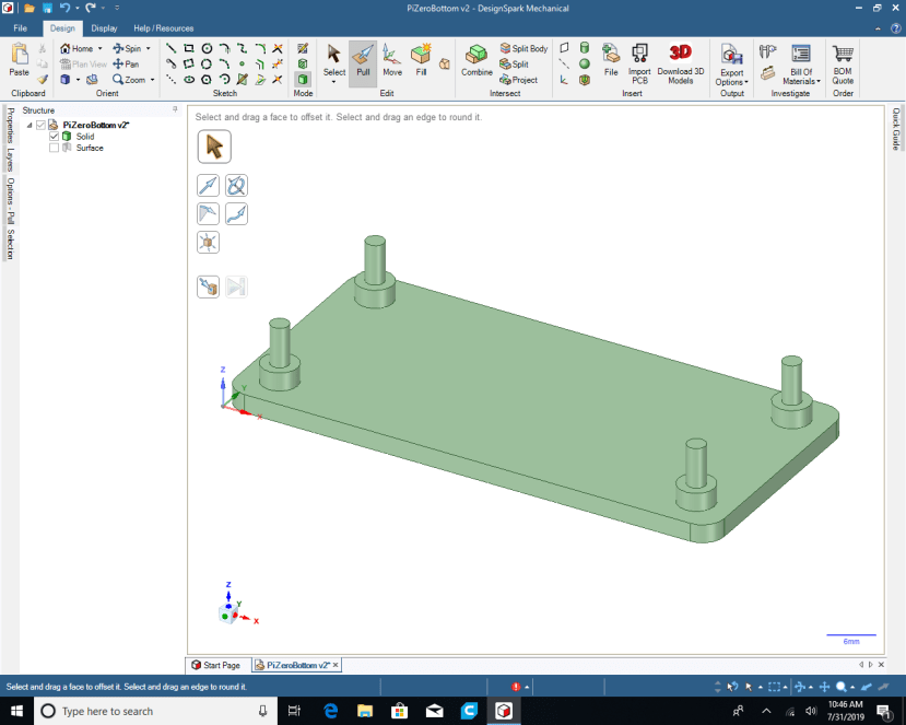 DesignSpark Mechanical - Mirror symmetry with construction line