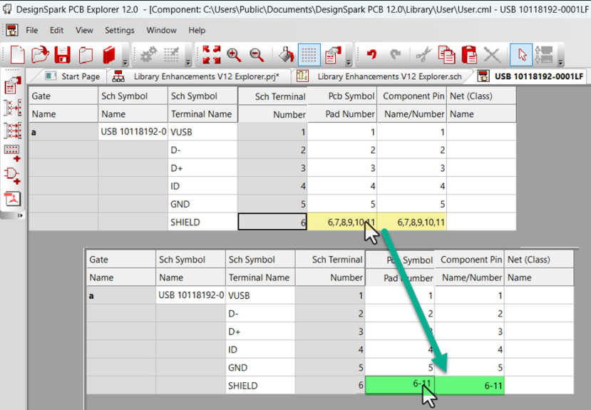 simple example for a USB connector