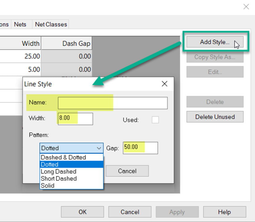 Add new style properties and name