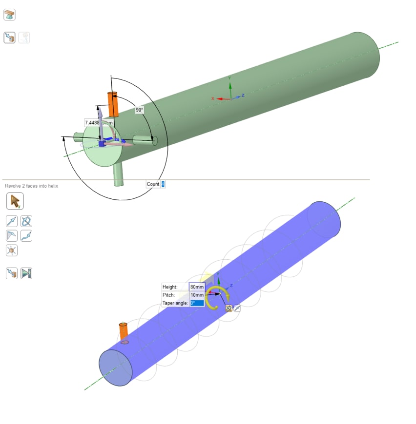 Create a helical pattern? | DesignSpark Mechanical Forum