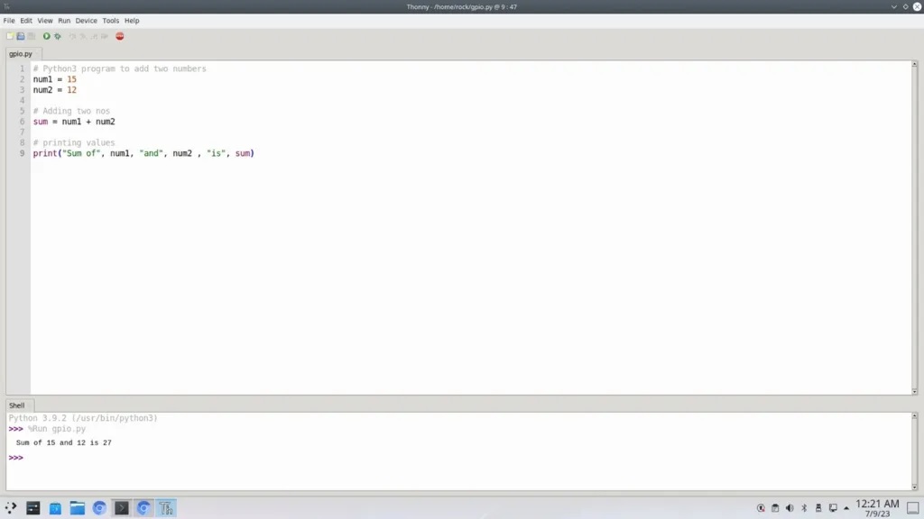 Execute the code