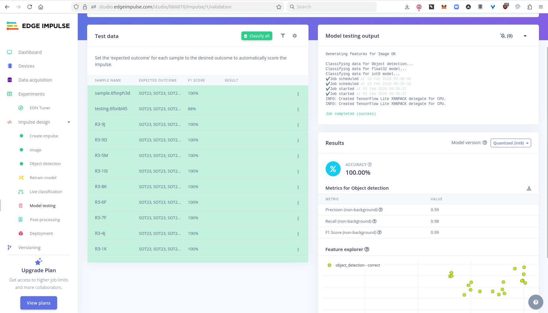 Test Data in EDGE IMPULSE