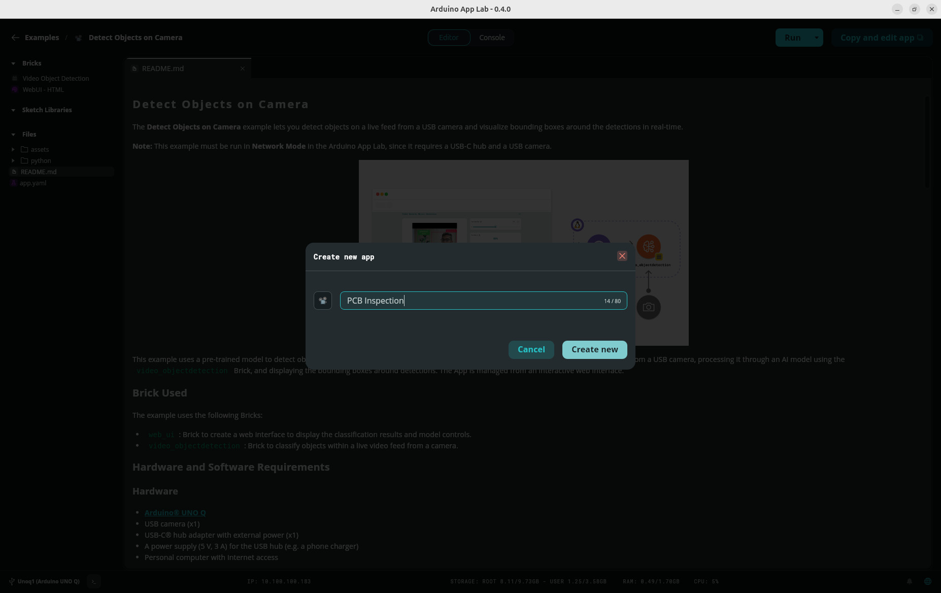 Creating a new app
