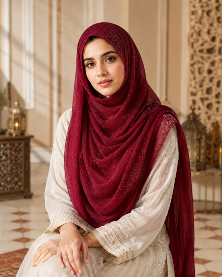 Ruby Noir Premium Hijab view 1
