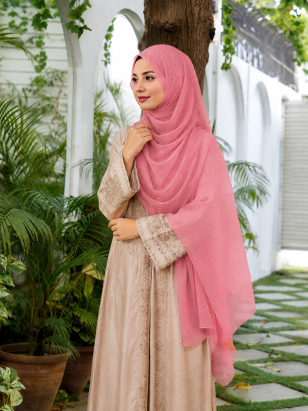 Blush Rose Shimmer Hijab view 2