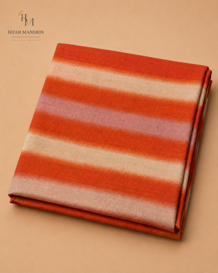 Moroccan Sunset Lawn Hijab – Orange & Blush view 3