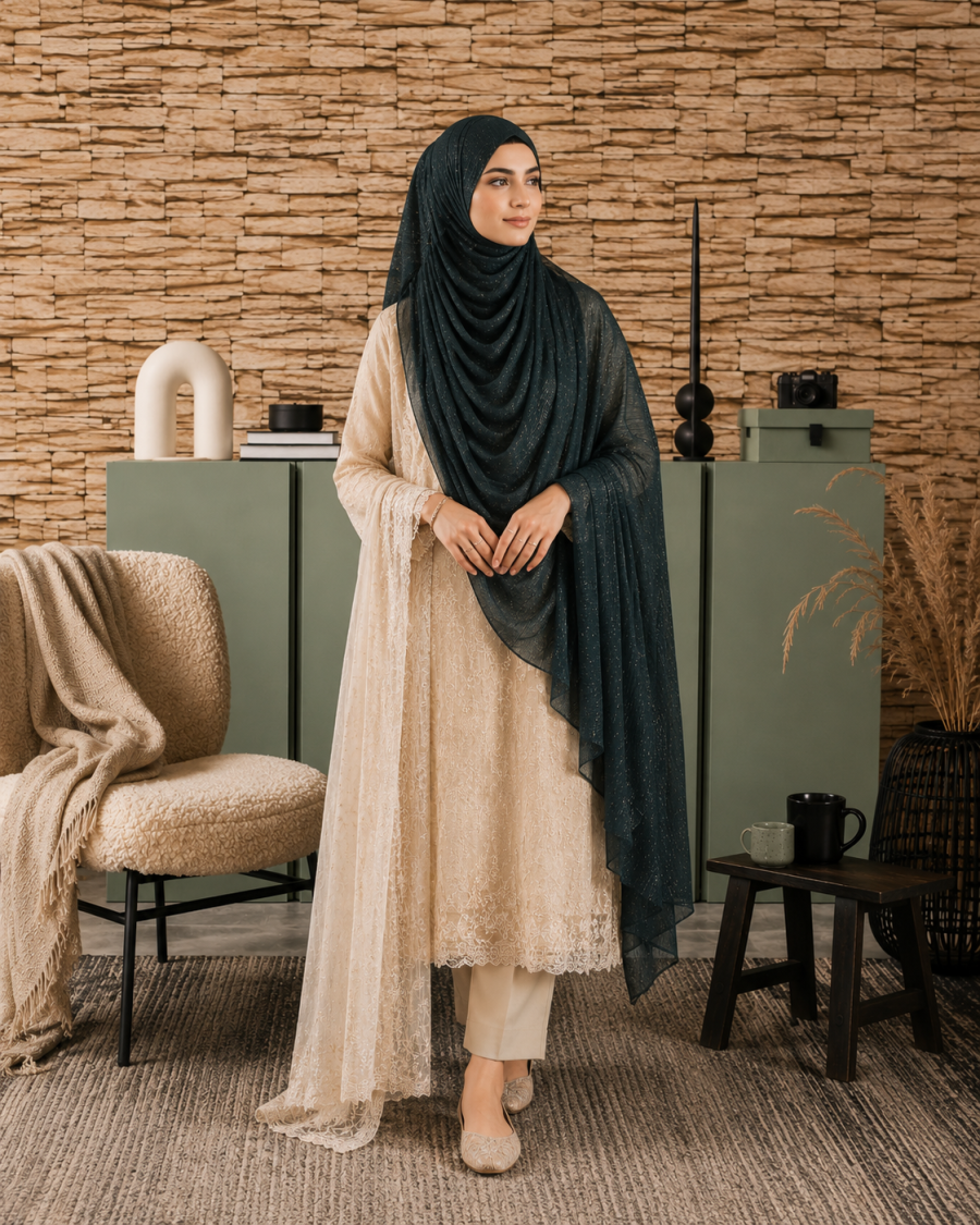 Midnight Noir Shimmer Hijab