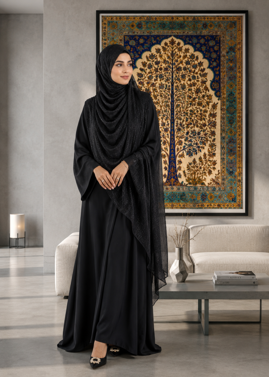 Midnight Noir Shimmer Hijab