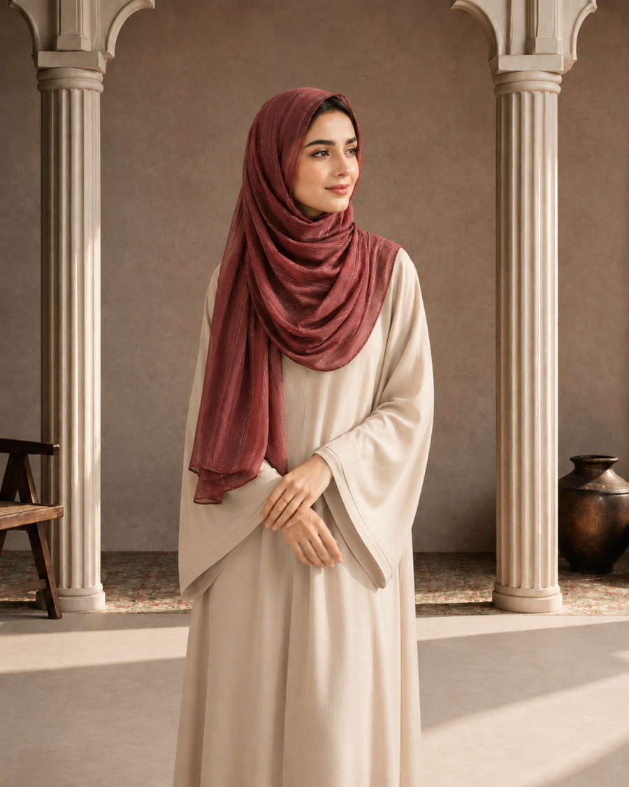 Dusty Rose Zari Tilla Lawn Hijab