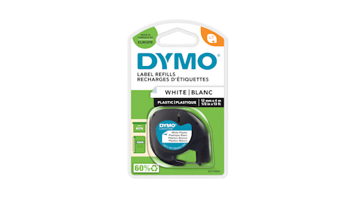 Dymo Black on White Label Printer Tape, 4 m Length, 12 mm Width