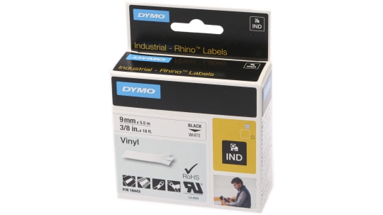 18443 | Dymo Black on White Label Printer Tape, 5.5 m Length ...