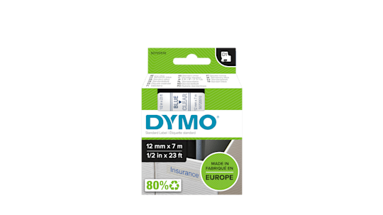S0720510 | Dymo Blue on Transparent Label Printer Tape, 7 m ...