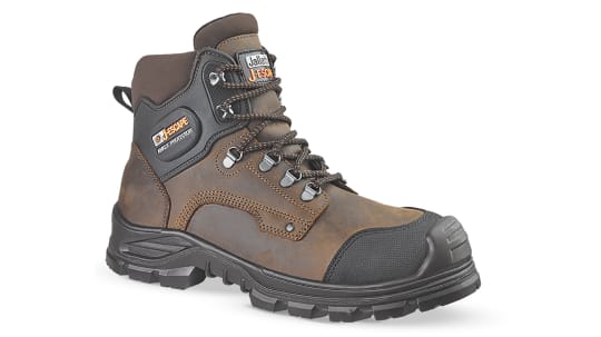 Brown leather safety boots clearance