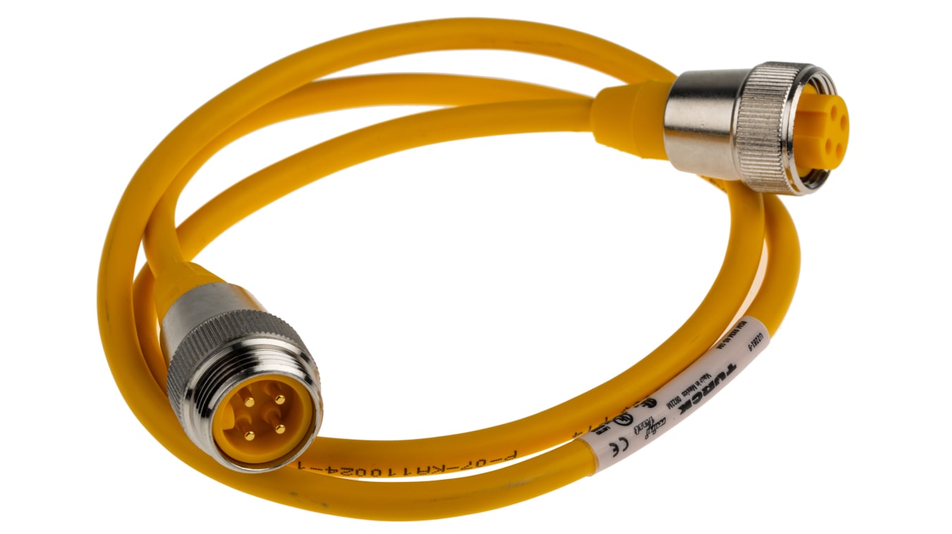 RSM RKM 40-1.0M | Cable conexión Turck, A Circular de 7/8 pulg. Macho, polos, con. B Circular de 7/8 pulg. Hembra, 4 polos, | RS