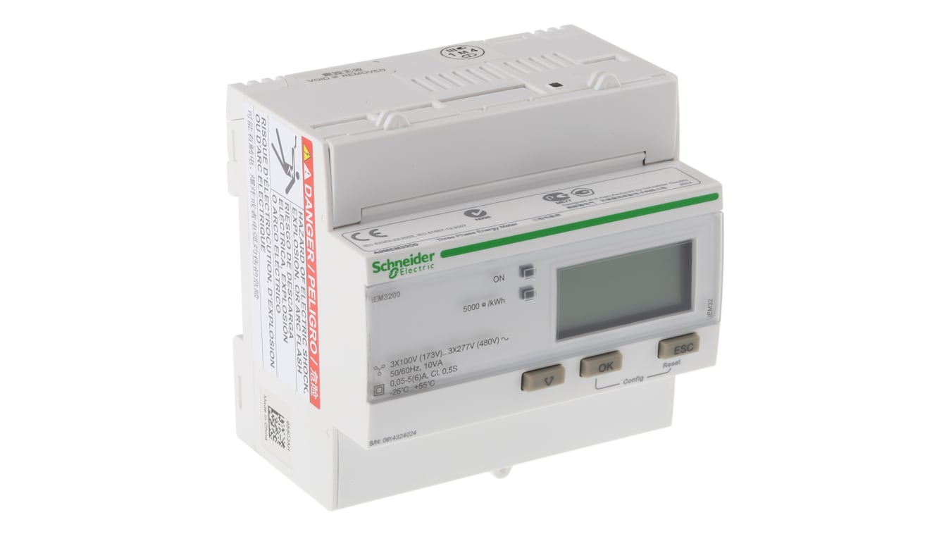 A9MEM3200 | Schneider Electric Acti 9 iEM3000 LCD Energy Meter with Pulse  Output | RS