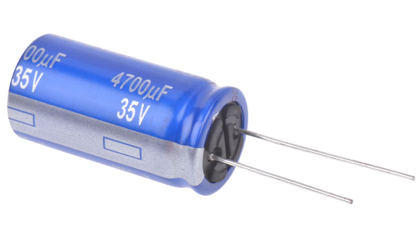 ECA1VAM472X | electrolítico Panasonic serie AMX, 4700μF, ± dc, mont. pasante |