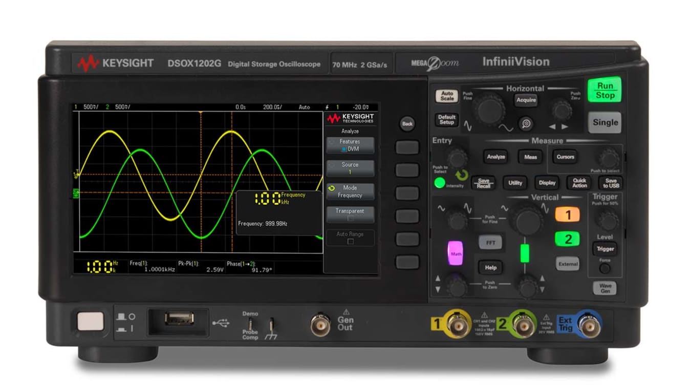 Keysight Technologies オシロスコープ, 70MHz, ベンチ, DSOX1202G Keysight Technologies オシロスコープ, 70MHz, ベンチ, DSOX1202G