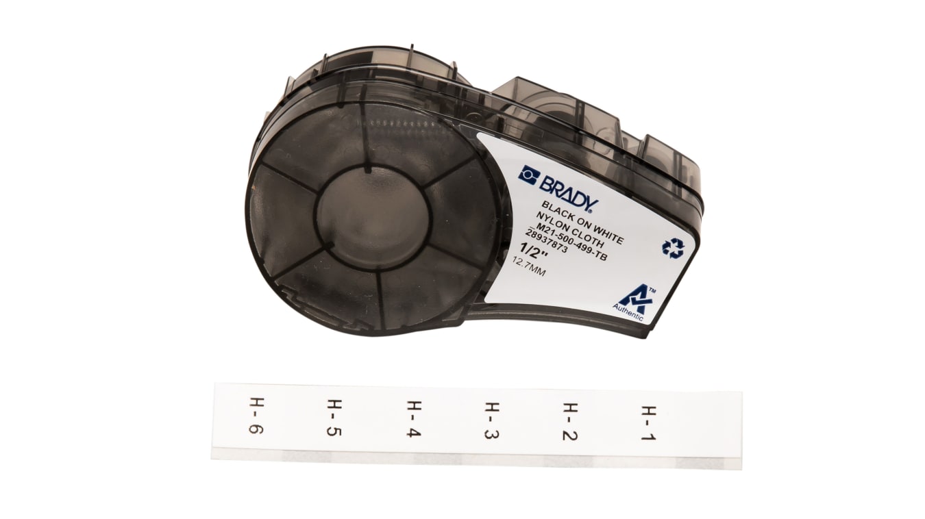 M21-500-499-TB | Brady B-499 Nylon Cloth Black on White Label ...