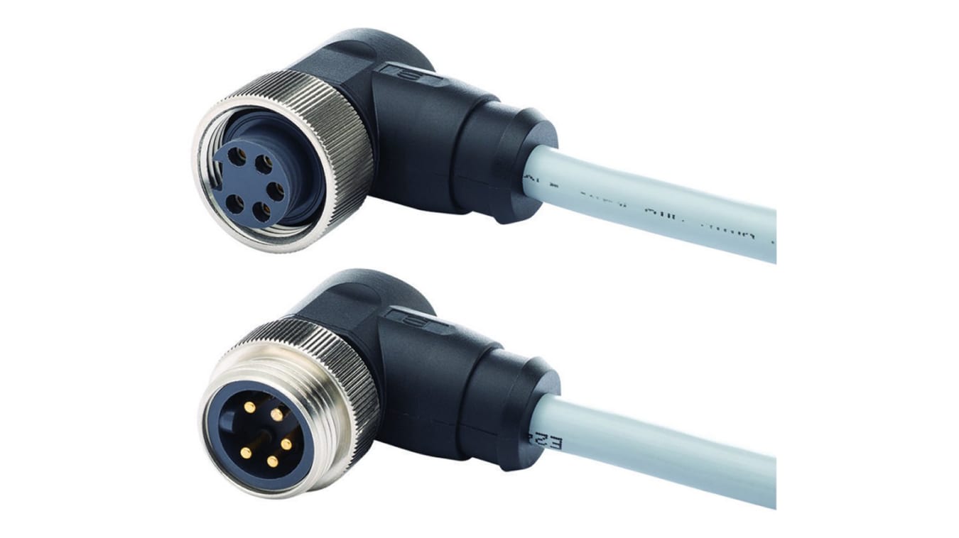 21349899496010 | Cable de conexión Harting, con. A 7/8 plg 4 polos, con. B 7/8 plg Macho, 4 polos, long. 1m, IP67 | RS