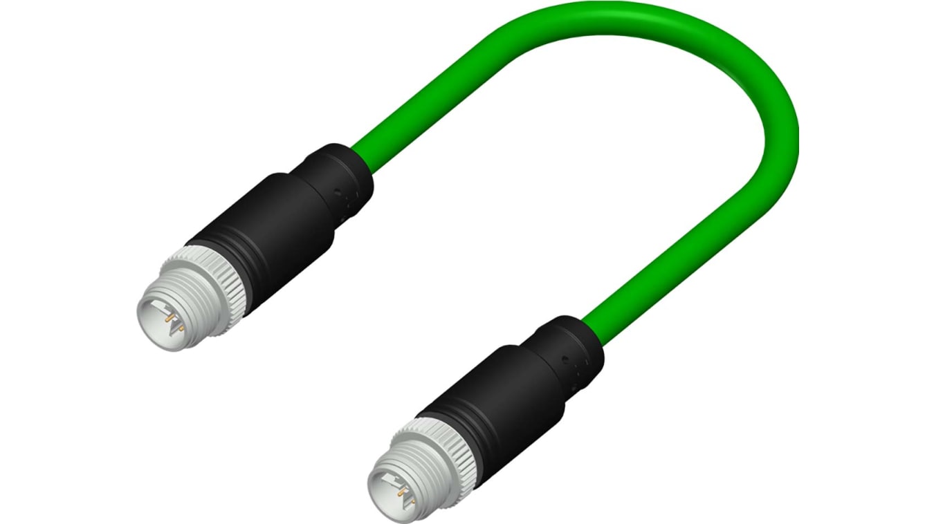 Cable de conexión RS PRO, con. A M12 Macho, 8 polos, con. M12 Macho, 8 polos, cod.: X, long. 1m, 0,5 A, IP67 | RS