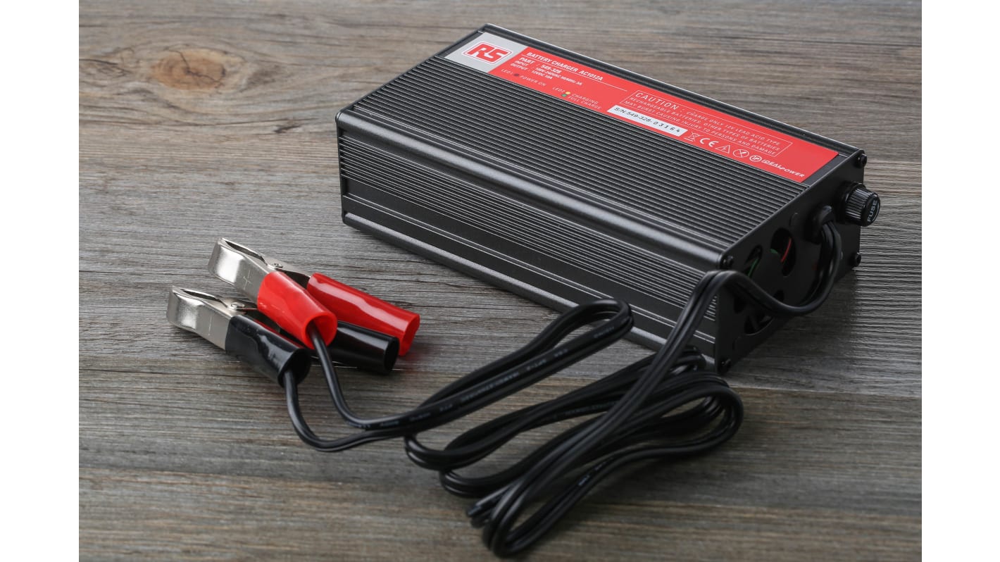Cargador de batería plomo salida 12V, 10A, EU | RS