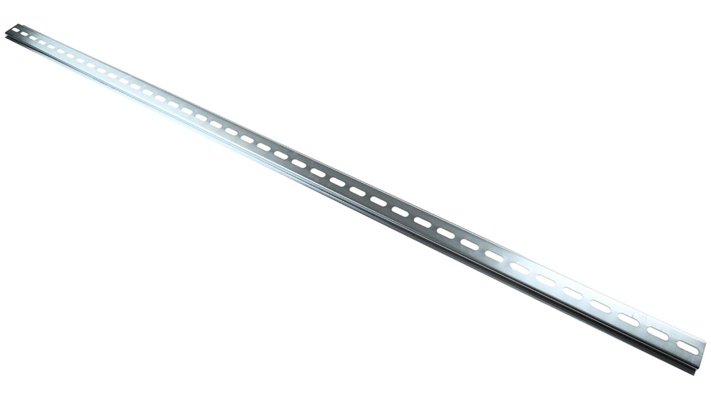 RS PRO Steel Perforated DIN Rail, Top Hat Compatible, 1m x 35mm x 7.5mm RS