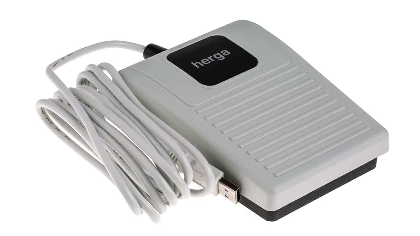 Interruptor pedal programable USB, Contacto Monopolar de una vía (SPST), IPX2, , Polímero Reforzado con Fibra de | RS